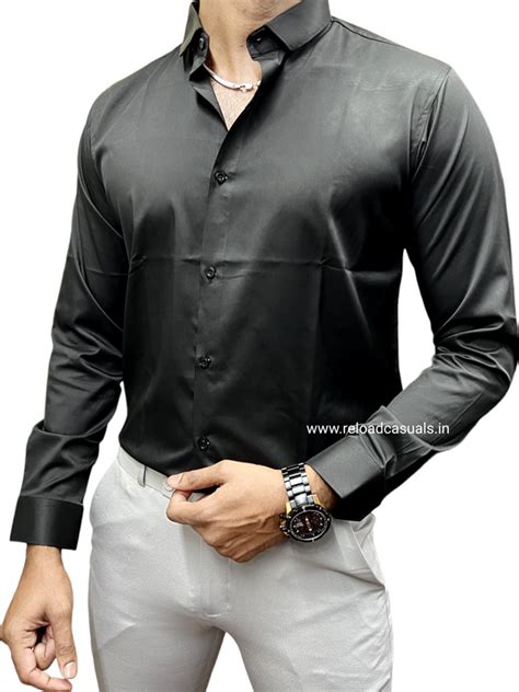 Plain Satin Shirt Black Reload Casual