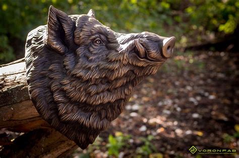 Artstation Large Wild Boar Head Wall Sculpture Bronze Nikolay