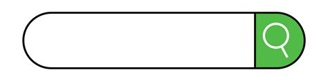 Green magnifying glass search button and rounded corner search bar. Web search icon. Vector ...