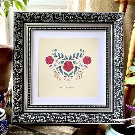 Scorpio Art Print Star Sign Zodiac Astrological Floral Botanical ...