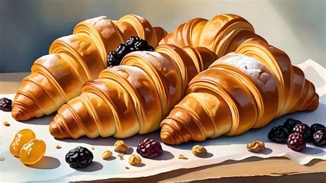 Premium Photo | French croissant pastry desssert bakery