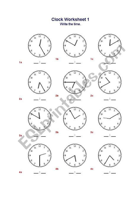 Tell The Time Printable Worksheets