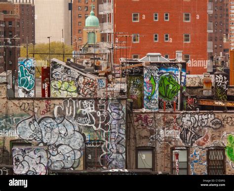 Graffiti Art On Buildings In New York City Stock Photo Alamy