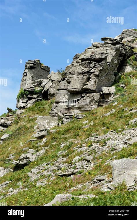 Shattered Devonian Limestone Rock Outcrop Of Castle Rock Valley Of The