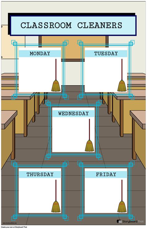 Weekly Classroom Cleaner Poster Template Storyboard