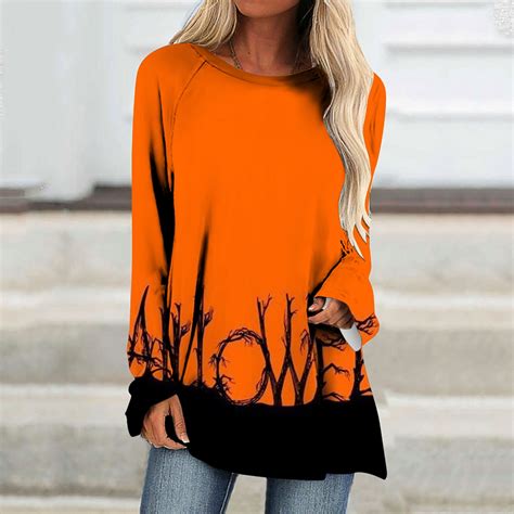 Womens Long Tunics Or Tops To Wear With Leggings Plus Sizewomens Halloween Vintage Print T