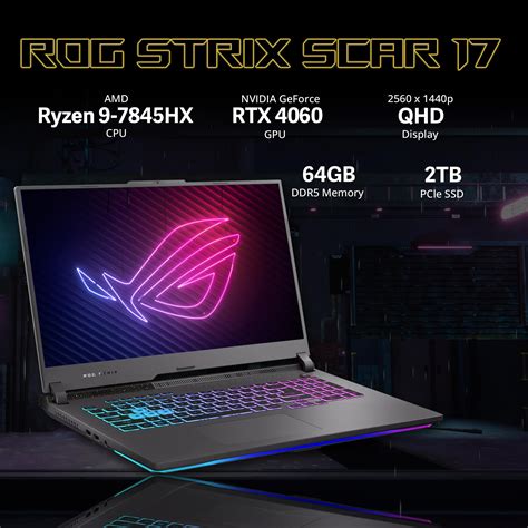 ASUS ROG Strix G17 Gaming Laptop, 17.3” QHD 240Hz Display, AMD Ryzen 9 ...