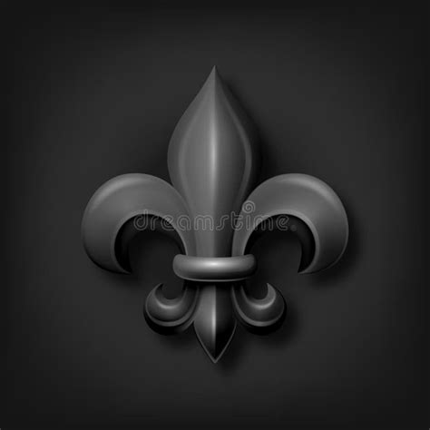 Vector 3d Realistic Black Fleur De Lis Icon Closeup Isolated On Black