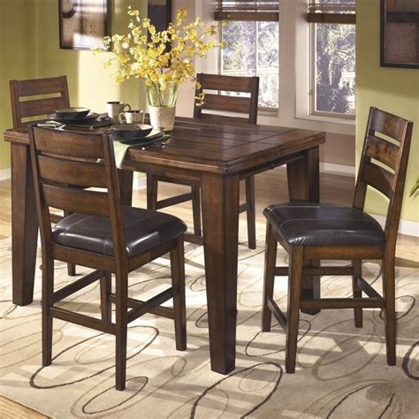 Ashley Larchmont 5 Piece Wood Counter Height Dining Set In Brown