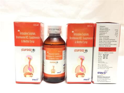 Terbutaline Sulphate Bromhexine Hcl Guaiphenesin And Menthol Syrup