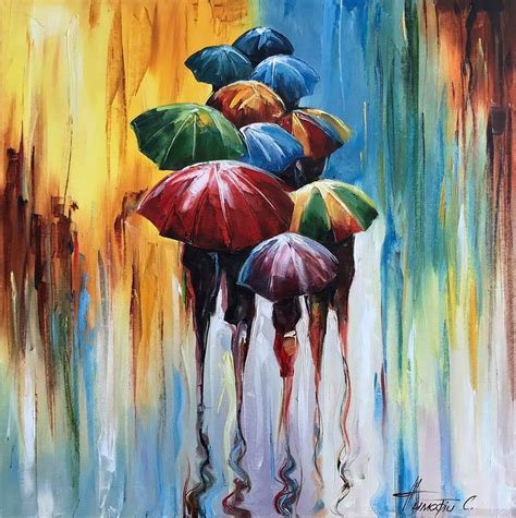 Abstract Umbrella Painting Modern Rainy Day Art Original Etsy In 2021 Umbrella Painting Oil