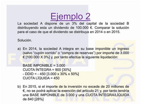 Fe Ejemplos Impuesto Sociedades PPT