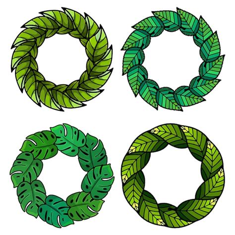 Premium Vector Circular Collection Of Green Leaves