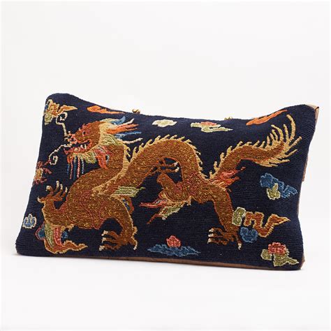 Tibetan Dragon Pillow Blue Gumps