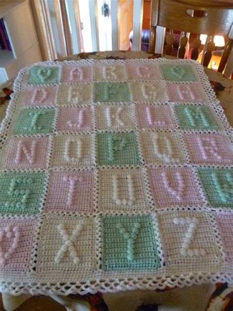 Alphabet Blanket Bobble Stitch Crochet Blanket Baby Blanket Crochet