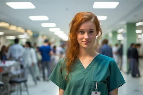 Premium Photo Young Pretty Redhead Girl With Surgeon Uniform