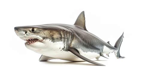 A Great White Shark Isolated on a White Background Stock Image - Image ...