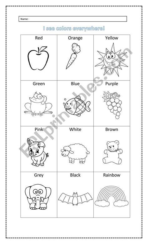 I See Colors Everywhere Esl Worksheet By Kberkhoffl