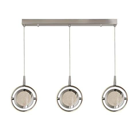 Gyroscope Dimmable 3 LED Ceiling Pendant Bar Chrome Crystal Sand