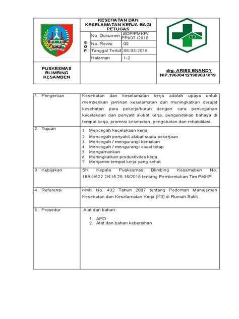 07 Sop Kesehatan Dan Keselamatan Kerja Pdf