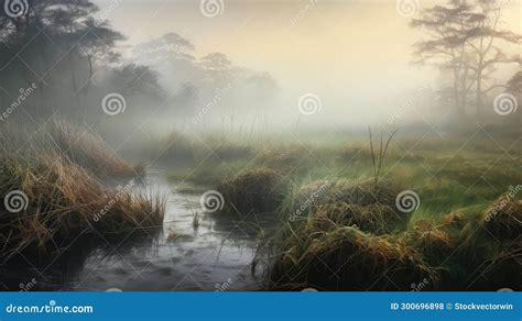 Fen swampy marsh landscape stock illustration. Illustration of landscape - 300696898