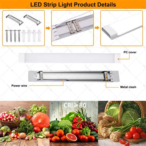 Ft Led Strip Lights Batten Tube Light Office Shop Garage Ceiling Lamp