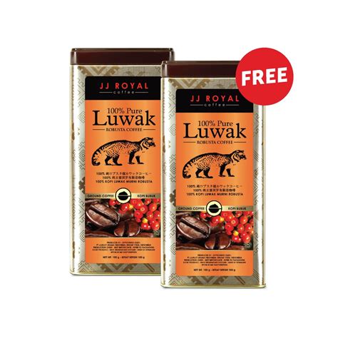 Buy 1 Get 1 Free JJ Royal Coffee 100 Pure Luwak Ground Tin 100gr