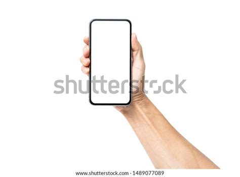 Man Hand Holding Black Smartphone Isolated Stock Photo 1489077089 | Shutterstock