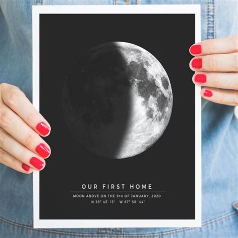 Printable Gift Custom Moon Print Personalized Moon Phase Etsy