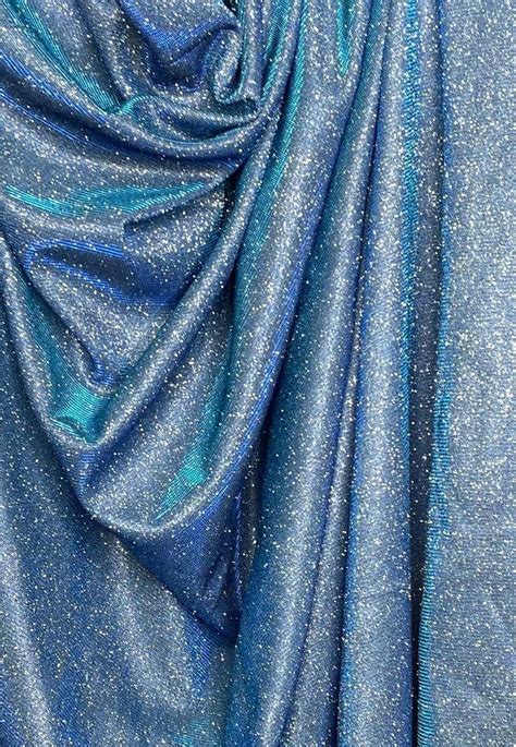 Aqua Blue Stretch Lurex Glitter Fabric Glimmer Blue Stretch Shimmer