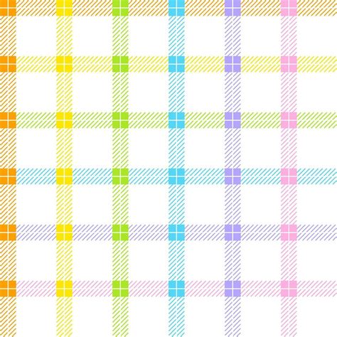 Pastel Rainbow Cute Line Stripe Striped Checkered Scott Plaid Tartan Gingham Cartoon Vector