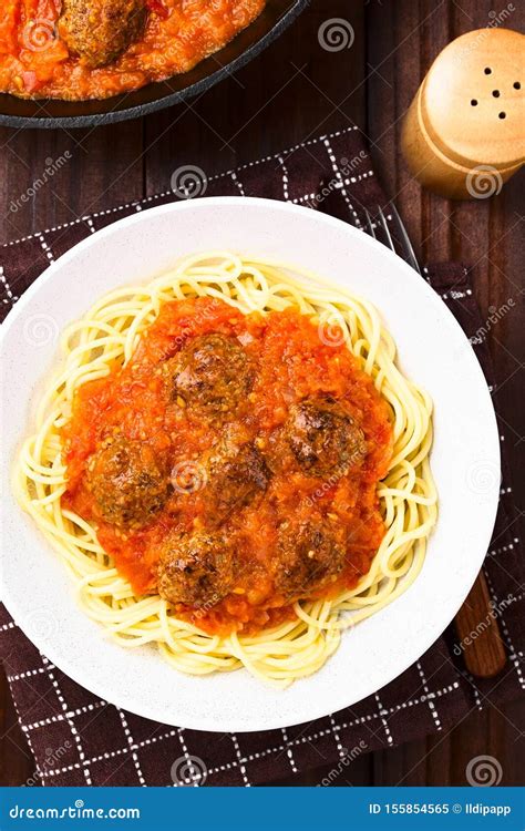 Spaghetti with Meatballs and Tomato Sauce Stock Image - Image of pasta ...