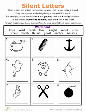 Phonics Review: Silent Letters | Worksheet | Education.com