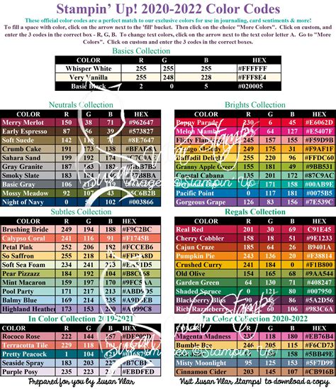 Stampin Up Rgb And Hex Codes For The In Colors Rgb Color