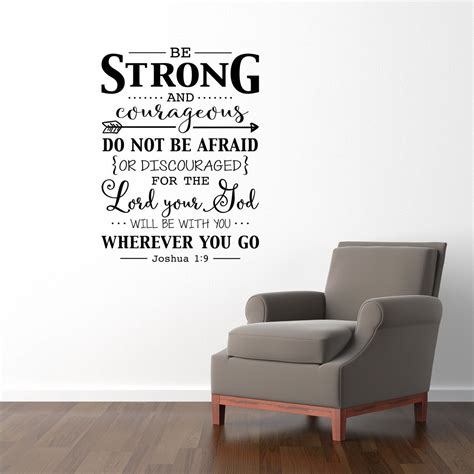 Be Strong And Courageous Wall Decal Quote Bible Verse Christian Decor