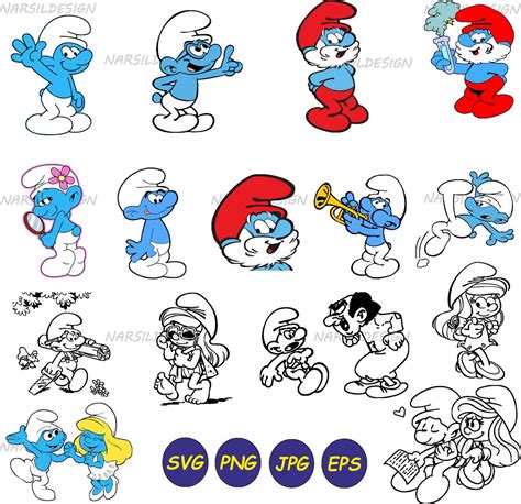 Smurfs Svg Bundle The Smurfs Print Files Smurfs Outline Etsy Australia