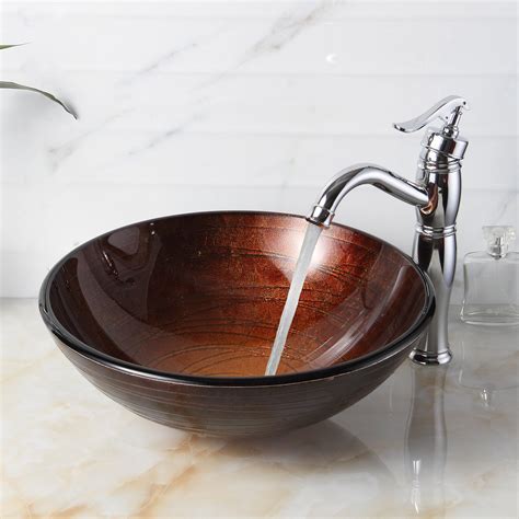 Elite Neutral Handcrafted Glass Bowl Vessel Bathroom Sink And Reviews