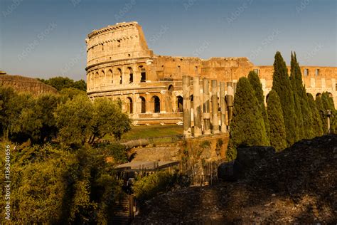 Colosseum or Coliseum Amphitheatre, evening in Rome. Stock Photo ...