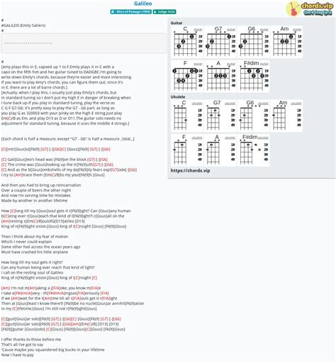 Chord: Galileo - Indigo Girls - tab, song lyric, sheet, guitar, ukulele | chords.vip