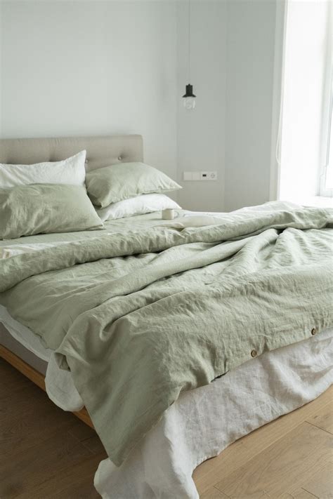 Sage Green Bedroom Green Duvet Light Green Bedding Green Linen