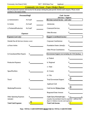 Fillable Online Updated Project Budget Report Form (17-18).xlsx ...