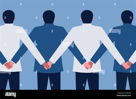 Businessmen Facing Back With Their Hands Holding Together Concept Of