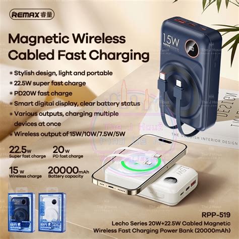 Remax RPP 519 20000mAh PD QC 20W 22 5W Cabled Magnetic Wireless Super