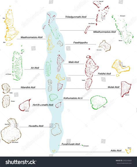 Large Detailed Map Maldives All Islands Stock Vector Royalty Free