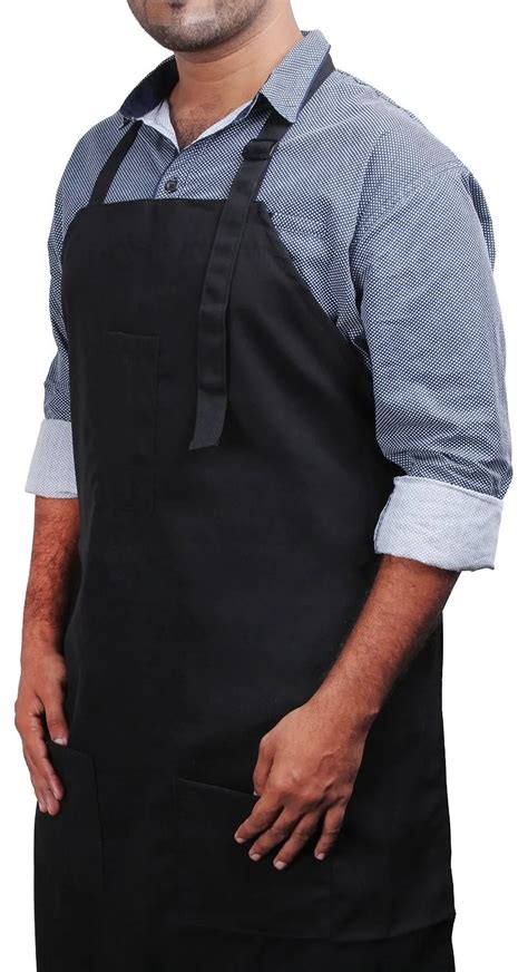 Black Bib Apron With Pockets Kitchen Apron Adjustable Neck Strap