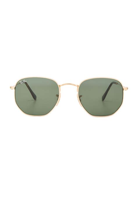 Ray Ban Hexagonal Flat In Gold And Green Classic Revolve Hexagonal Ray Ban Ray Bans