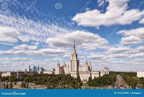 Wide Angle Panoramic View Of Moscow University Campus Under Dramatic