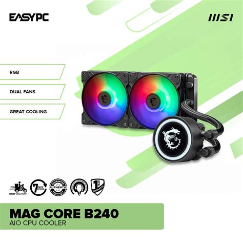 Easypc Msi Mag Core B240 Aio Cpu Cooler Dual Fans Great Cooling Shopee Singapore