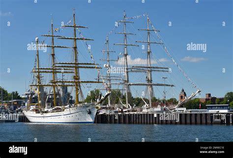 Master Sailing Ship Gorch Fock At The Pier Kiel Schleswig Holstein