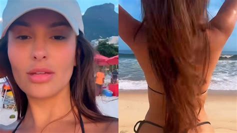 Ex Bbb Thais Braz Sensualiza E Exibe Bumbum Perfeito Na Praia